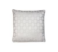 Prestigious Textiles Solitare Geometric Printed Piped Cushion in Metallic Silver | Size: 50 cm x 50 cm Prestigious Textiles Metallic Silver 50 cm x 50 cm