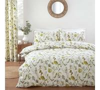 Prestigious Textiles Sundour Grove Stunning Floral & Butterfly Design Duvet Cover Set in Fennel Green on a Natural Background Single Bed Grove