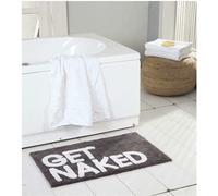 PRESTINE New Luxurious Grey Get Naked Slogan Bath Mat - Add A Touch of Charm To Your Bathroom