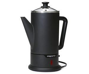 Presto 02815 12-Cup Cordless Stainless Steel Coffee Percolator - Modern Design, Easy Pour Spout, Stay-Cool Handle, Matte-Black