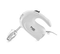 Presto By Tower PT12045WHT Hand Mixer, 2x Stainless Steel Beaters and 2x Dough Hooks, 5 Speeds, Auto-Locking, 150W, White