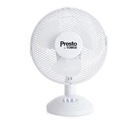 Presto by Tower PT600001 9 Inch Desk Fan with 2 Speeds, Rotary Oscillation, 20W, White