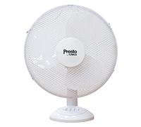 Presto by Tower PT600002 Desk Fan with 3 Speed Settings, 80° Oscillation, 12”, 35W, White
