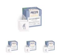 Presto Coffee Half Caf Espresso Coffee Bags, 80g - Dark Roast, Half Caffeine - Balanced Flavor in Convenient Single-Serve Bags (Pack of 4)