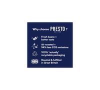 Presto Coffee House Espresso Coffee Beans 1kg Dark Roast Chocolate Almond Notes Rainforest Alliance Certified Arabica Fully Recyclable Packagi