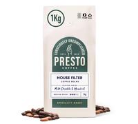 Presto Coffee House Filter Speciality Coffee Beans 1kg Medium Roast Tasting Notes Sweet Cocoa and Peanuts Rainforest Alliance Certified 100% Arabica