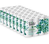 Amazon Brand - Presto! TAD Kitchen Roll, Extra Absorbent, 1632 sheets, 32 Count (8 Packs of 4), 51 Sheets per Roll, Wring and Reuse, FSC Certified, White