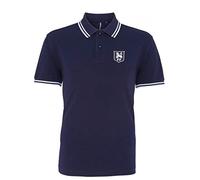 Preston 1940-1960s Retro Football Iconic Polo Embroidered Logo Navy/White