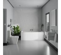 Preston 530mm Basin and Straight Double Ended Bathroom Suite | White | ABS Polished Chrome | 1800mm x 1100mm
