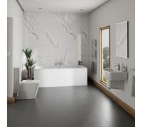 Preston 530mm Basin and Straight Double Ended Bathroom Suite | White | ABS Polished Chrome | 1800mm x 900mm