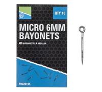 Preston Innovations Micro 6mm Bayonets for Attaching Smaller Hookbaits, Boilies and Wafters | Short length for Smaller Baits | Lightweight Wire | Micro-Barb | Large Eye for Heavy line | Code P0220195