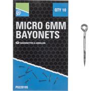 Preston Innovations Micro 6mm Bayonets for Attaching Smaller Hookbaits, Boilies and Wafters | Short length for Smaller Baits | Lightweight Wire | Micro-Barb | Large Eye for Heavy line | Code P0220195