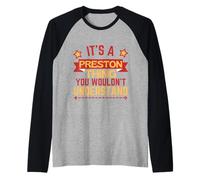 Preston Name Funny Gift for Preston Raglan Baseball Tee