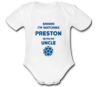 PRESTON present from UNCLE for a gift Football Unique Baby Vest Grow Babygrow Cute PERSONALISED Custom Boys Girls Unisex END NORTH