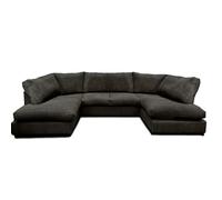 Preston U Shape Corner Jumbo Cord Black Full Back Sofa