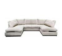 Preston U Shape Corner Jumbo Cord Sofa Cream Full Back