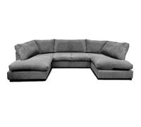 Preston U Shape Jumbo Cord Corner Grey Full Back Sofa