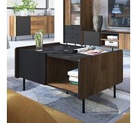 preston wooden coffee table with 2 doors in oak walnut