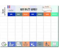 Prêt! A3 Weekly Family Calendar to Fill in, Wall Planner Organization with 8 Daily Tasks Boxes, Customizable Weekly Chart, Cardboard, Blue, 29.7 x 42 cm + Hook