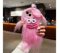 Pretaco for iPhone 14 Case Pink Weird Furry Phone Cases | Funny and Silly, DIY Long Hair with Hairclip, Ugly Phone Case, Swap Challenge Gifts with Friends
