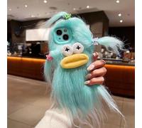Pretaco protective case for iPhone 11 Pro Max, funny and silly, strange furry mobile phone cases, [DIY long hair with hair clip], ugly mobile phone case, interchangeable challenge, gifts with