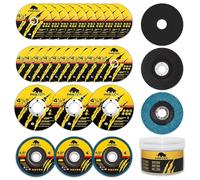 PRETEC 26 Packs Angle Grinder Cutting Flap Grinding Disc Wheel 4 1/2in Inches - 20 Packs 4.5"x1/4"x7/8" Cut Off Wheels,3 Packs 4.5"x7/8" 60 Grit Flap Discs, 3 Packs 4.5"x1/25"x7/8" Grinding Wheels