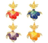 Pretelry 4 Colors Enamel Koi Fish Charms 3D Rhinestone Fish Dangle Charm