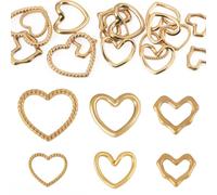 Pretelry Gold Silver Stainless Steel Link Rings Hollow Connector Frame Charm Cute Metal Linking Ring Charms for Earrings Beading Hoop Jewelry Making, S, Metal, No Gemstone