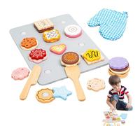 Pretend Bakery Food - Wooden Kids Cookie Play Food Set, Cute Dessert Playset, Fun Educational Toy for Hands-On Learning, Interactive Role-Playing, Portable Play Accessory