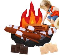 Pretend Campfire Set - Toy Camping, Fake Fire | 15PCS Felt Set for Kids, Safe Indoor Campfire Toys, Role Camp Toy for Boys Girls Preschool Dramatic and Doll Camping Setup