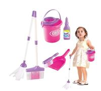 Pretend Cleaning Kit - Toy Housekeeping Supplies, Broom Mop Brush Dustpan, Bucket Caution Sign | STEM Educational Game for Kids 3 Plus, Interactive Play Set Learning Household Skills Fun