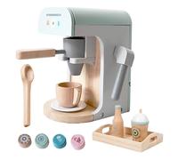 Pretend Coffee Maker for Kids - Wood Shop Coffee Machine Role Play Set | Learning Kitchen Accessories for Toddler Boys Girls Preschool Kindergarten Homeschool Daycare Indoor