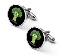 Pretend I'm A Broccoli Shirt Cufflinks Round Cuff Links for Business Wedding Party Father's Day Gift 1.7cm