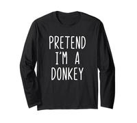 Pretend I'm A Donkey Costume Halloween Funny Lazy Adult Kids Long Sleeve T-Shirt