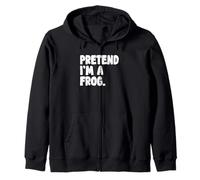 Pretend I'm A Frog Halloween Costume Groovy Text Funny Zip Hoodie