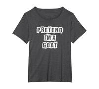 Pretend I'm A Goat Lazy Funny Halloween Costume T-Shirt, Women's Plus, Dark Heather Grey, 1X