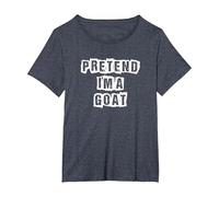 Pretend I'm A Goat Lazy Funny Halloween Costume T-Shirt, Women's Plus, Heather Blue, 4X