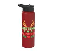 Pretend I'm A Reindeer Funny Antlers Christmas Stainless Steel Insulated Water Bottle