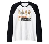 Pretend I'm A Viking Funny Chicken Squad Farm Animal Costume Raglan Baseball Tee