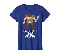Pretend I'm A Viking Funny Lazy Halloween Costume T-Shirt, Women, Royal Blue, Small