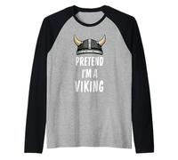 Pretend I'm A Viking Funny Simple Easy Halloween Costume Raglan Baseball Tee