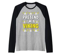 Pretend I'm A Viking Lazy Halloween Costume Funny DIY Raglan Baseball Tee