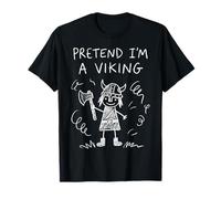 Pretend I'm A Viking Lazy Halloween Costume Stick Figure T-Shirt