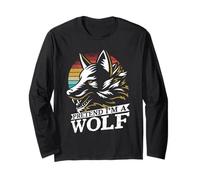 Pretend I'm a Wolf Funny Retro Sunset Grunge Animal Design Long Sleeve T-Shirt
