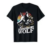 Pretend I'm a Wolf Funny Retro Sunset Grunge Animal Design T-Shirt
