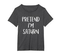 Pretend I'm Saturn Costume Funny Planet Halloween Party T-Shirt, Women's Plus, Dark Heather Grey, 6X