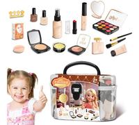Pretend Makeup Set - Deluxe 17 Piece Play Makeup Kit | Realistic Cosmetic Toy For Girls Ages 1-3 | Creative Beauty Play Set With Bright Colors Mild Formula For Little Kids Birthday Gift