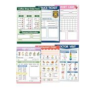 Pretend Notepads - Paper 15.2x10.2x0.5cm 180g | Imaginative Playset, Pretend Play Ordering Pads, Kids Activity Sheets | Boys Girls School Party Travel Road Trip Fun Creativity Learning