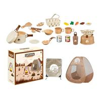 Pretend Play Camping Toys - Camp Gear Kitchen Tools, Safe Fake Picnic Utensils, Portable Storage, Outdoor Campfire Set | Adventure Role-Playing Toy For Kids Boys Girls Imaginative Fun