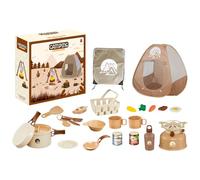 Pretend Play Camping Toys - Pvc Picnic Set, Campfire Kit | 25-Piece Toddler Toy Collection with Realistic Utensils and Tent, Outdoor Adventure Gear for Backyard Fun, Indoor Preschool Learning
